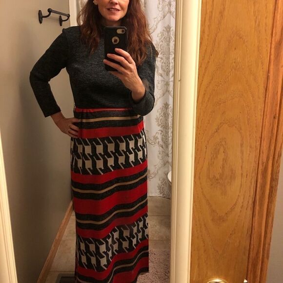 Vintage mod style 70’s maxi dress size small union made abstract - Picture 12 of 12